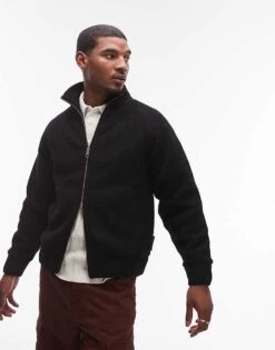 Carhartt WIP Banley Knit Zip Up Bomber Jacket In Black For Men -Carhartt WIP Sales 206639013 1 black 1