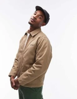 Carhartt WIP Module Script Zip Up Jacket In Beige For Men -Carhartt WIP Sales 206639026 1 beige 1