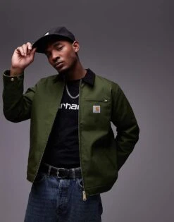 Carhartt WIP Detroit Zip Up Jacket In Green For Men