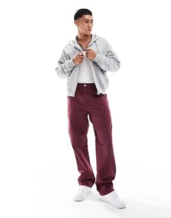 Carhartt WIP Single Knee Relaxed Trousers In Wine For Men -Carhartt WIP Sales 206639316 2
