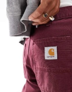 Carhartt WIP Single Knee Relaxed Trousers In Wine For Men -Carhartt WIP Sales 206639316 3