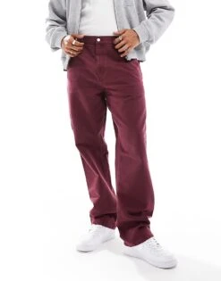 Carhartt WIP Single Knee Relaxed Trousers In Wine For Men -Carhartt WIP Sales 206639316 4
