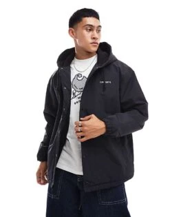 Carhartt WIP Hooded Coach Jacket In Black For Men