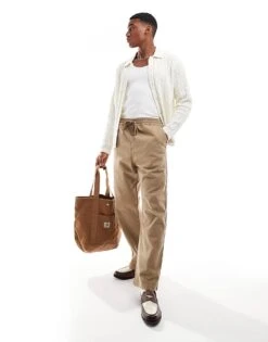 Carhartt WIP Floyde Relaxed Fit Trousers In Beige For Men