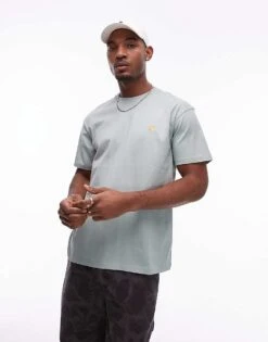 Carhartt WIP Short Sleeve Chase T-shirt In Mint Green For Men Light Green