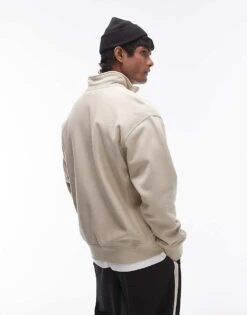 Carhartt WIP Half Zip American Script Sweatshirt In Beige For Men Grey -Carhartt WIP Sales 207485933 4
