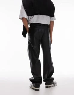 Carhartt WIP Single Knee Faux Leather Trousers In Black For Men 8 Carhartt WIP Single Knee Faux Leather Trousers In Black For Men -Carhartt WIP Sales 207486062 3