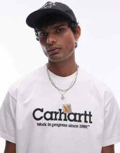 Carhartt WIP Short Sleeve Label Script T-shirt In White For Men -Carhartt WIP Sales 207486157 4