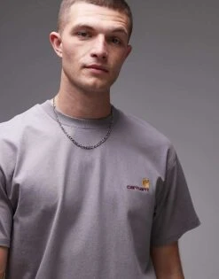 Carhartt WIP American Script T-Shirt In Grey For Men Light Grey -Carhartt WIP Sales 207486261 1 lightgrey 1