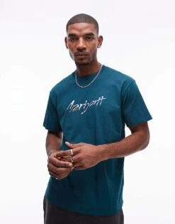 Carhartt WIP Short Sleeve Drip Script T-shirt In Green For Men Mid Green -Carhartt WIP Sales 207486262 1 midgreen 1