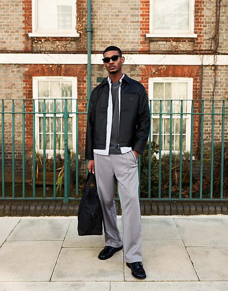 Carhartt WIP Detroit Jacket Faux Leather For Men Black 2 Carhartt WIP Detroit Jacket Faux Leather For Men Black - Image 2