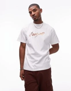 Carhartt WIP Short Sleeve Drip Script T-shirt In White For Men