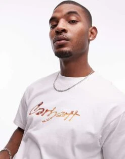 Carhartt WIP Short Sleeve Drip Script T-shirt In White For Men -Carhartt WIP Sales 207486371 3
