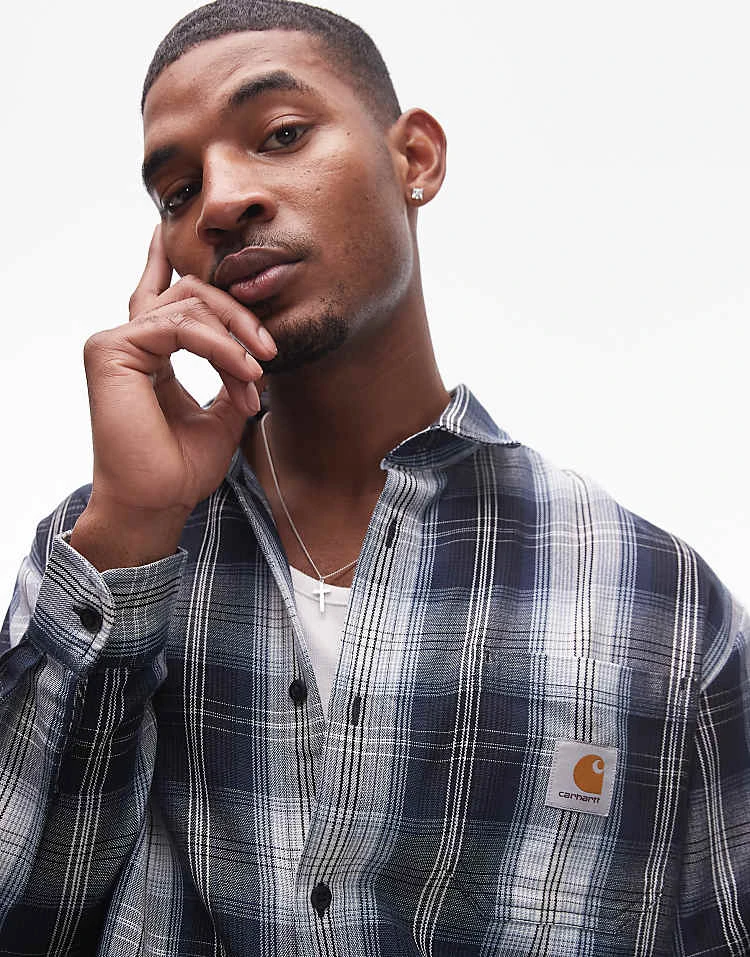 Carhartt WIP Long Sleeve Blanton Shirt In Navy For Men 2 Carhartt WIP Long Sleeve Blanton Shirt In Navy For Men - Image 2