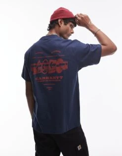 Carhartt WIP Short Sleeve Runaway T-shirt In Blue For Men Mid Blue -Carhartt WIP Sales 207486546 1 midblue 1