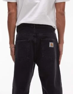 Carhartt WIP Newel Relaxed Tapered Fit Jeans In Washed Black For Men -Carhartt WIP Sales 207889538 4