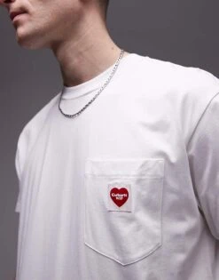 Carhartt WIP Pocket Heart T-shirt In White For Men 7 Carhartt WIP Pocket Heart T-shirt In White For Men -Carhartt WIP Sales 207889593 3