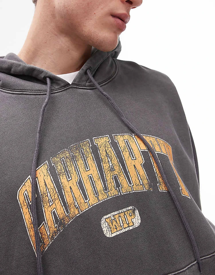 Carhartt WIP Library Graphic Hoodie In Washed Black For Men 2 Carhartt WIP Library Graphic Hoodie In Washed Black For Men - Image 2