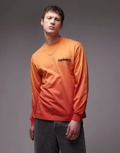 Carhartt WIP Light Work Graphic Long Sleeve T-shirt In Orange For Men -Carhartt WIP Sales 207890109 3