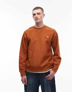Carhartt WIP American Script Sweatshirt In Burnt Orange For Men -Carhartt WIP Sales 207906119 1 orange 1