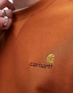 Carhartt WIP American Script Sweatshirt In Burnt Orange For Men -Carhartt WIP Sales 207906119 3