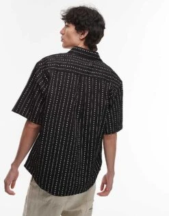 Carhartt WIP Drewe Short Sleeve Heart Stripe Shirt In Black For Men -Carhartt WIP Sales 207906272 3