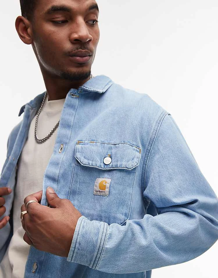 Carhartt WIP Harvey Denim Shirt In Mid Blue For Men 2 Carhartt WIP Harvey Denim Shirt In Mid Blue For Men - Image 2
