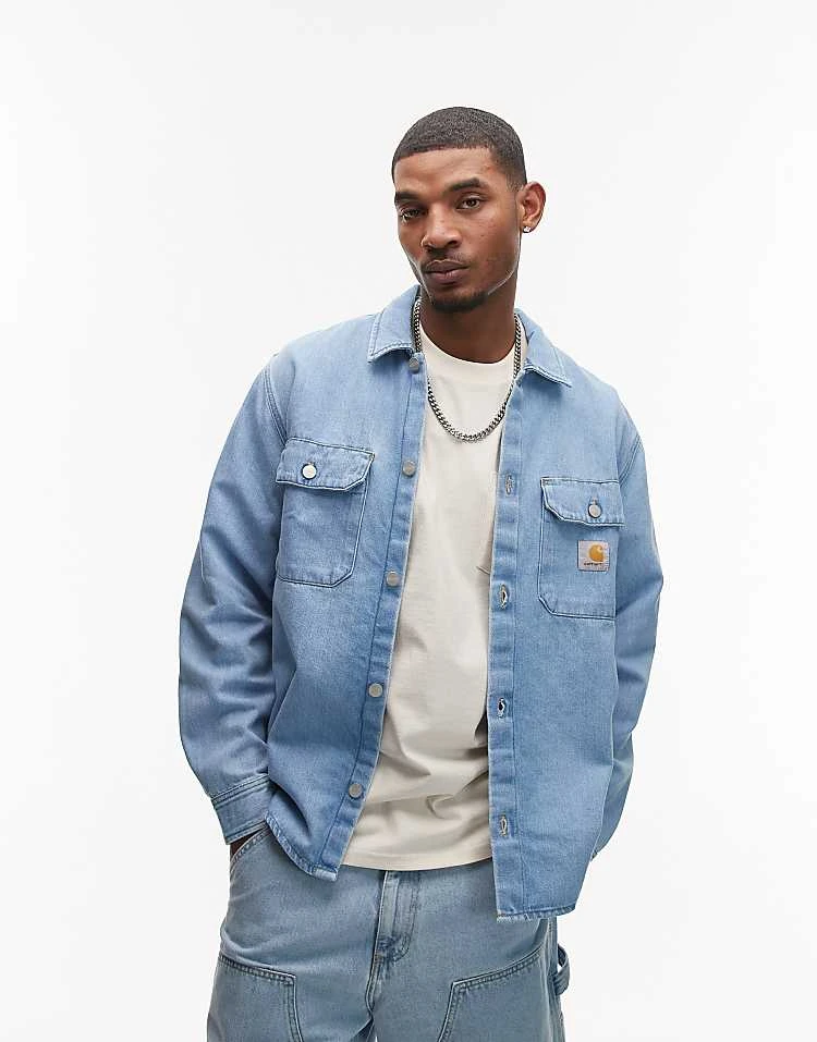 Carhartt WIP Harvey Denim Shirt In Mid Blue For Men 3 Carhartt WIP Harvey Denim Shirt In Mid Blue For Men - Image 3