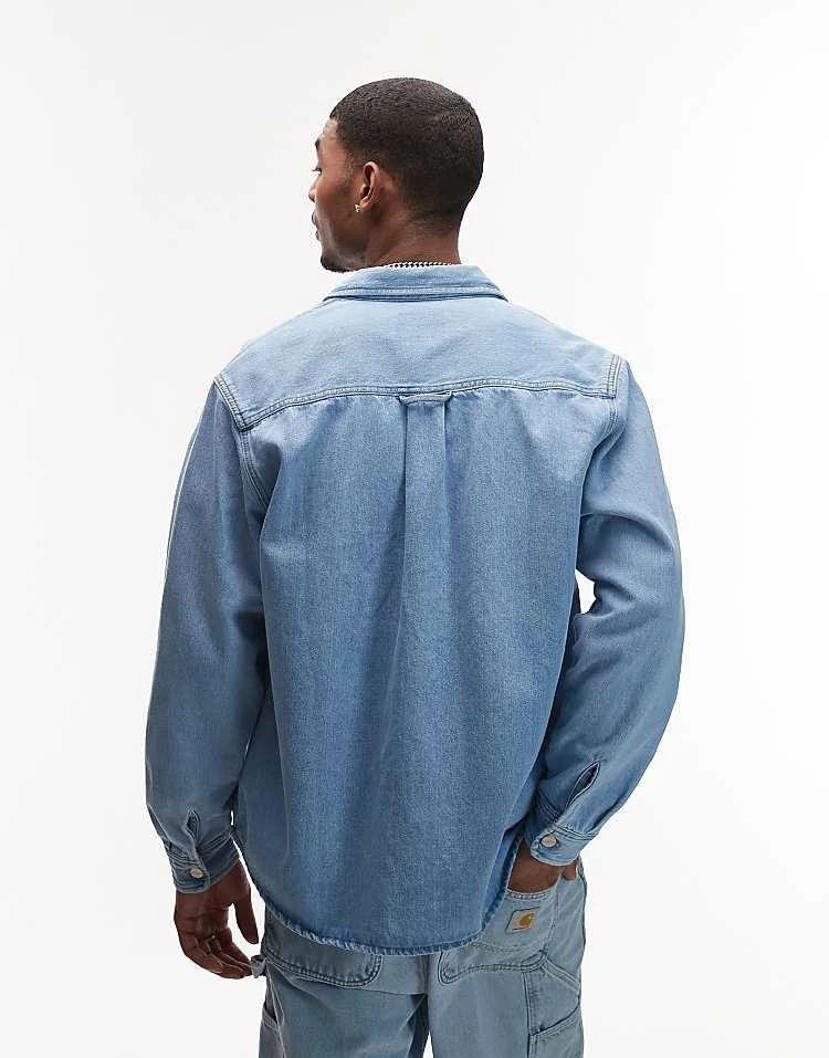 Carhartt WIP Harvey Denim Shirt In Mid Blue For Men 4 Carhartt WIP Harvey Denim Shirt In Mid Blue For Men - Image 4