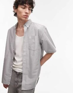 Carhartt WIP Braxton Short Sleeve Shirt In Dark Grey For Men Charcoal -Carhartt WIP Sales 207906425 1 charcoal 1