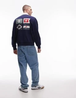 Carhartt WIP Flags Rugby Sweatshirt In Navy For Men