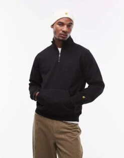 Carhartt WIP Chase Half Zip Sweathirt In Black For Men