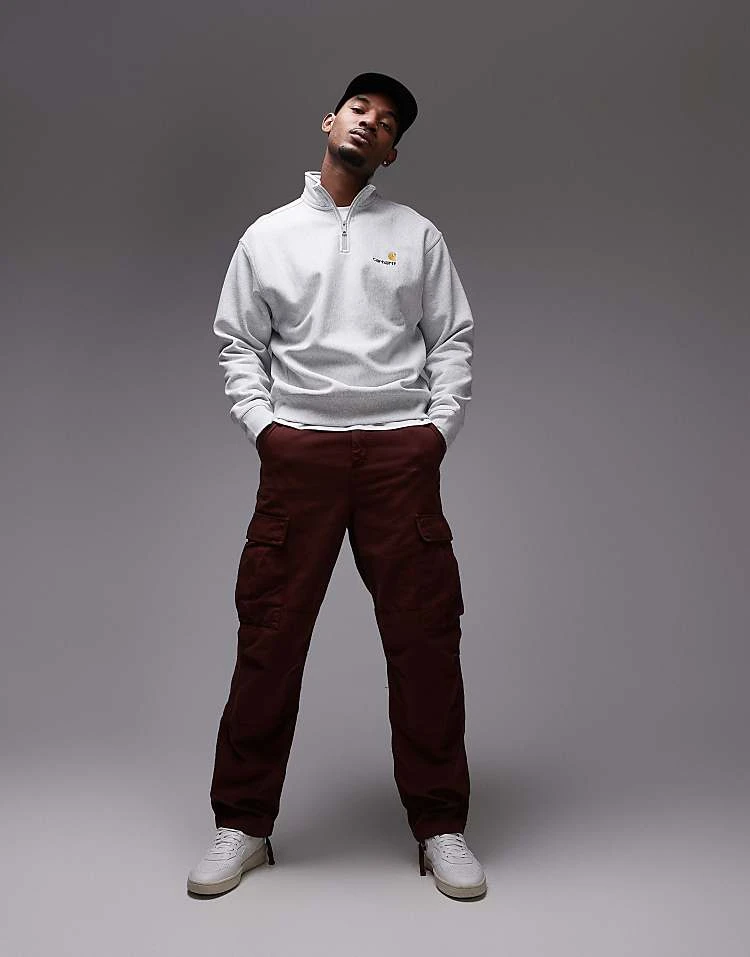 Carhartt Wip Half Zip American Script Sweatshirt In Grey For Men 2 Carhartt Wip Half Zip American Script Sweatshirt In Grey For Men - Image 2